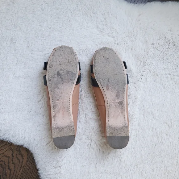 Miu Miu Balletcore Tie Up Belted Leather Ballerina Flats - Picture 14 of 15